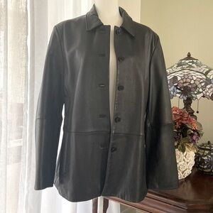 Casual Corner Womens Soft  Leather Jacket Fully Lined Button Down Size XLarge